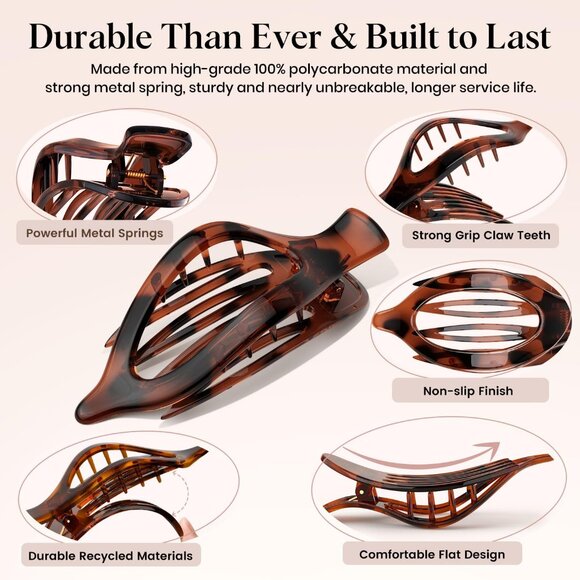 Elegant 4 PCS Lay Flat Hair Clips - Non-Slip Strong Hold for Thick & Thin Hair - Picture 5 of 7